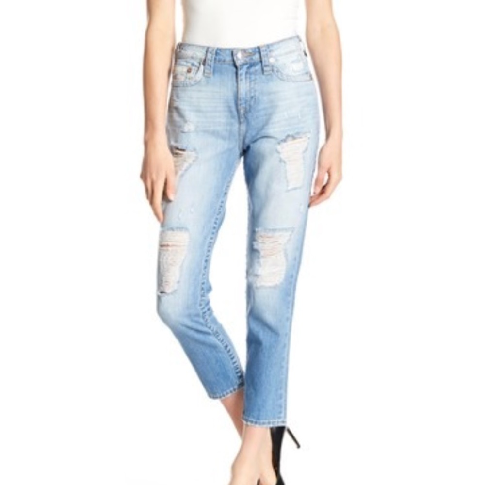 NWT TR Distressed Boyfriend High-rise Jeans - Picture 1 of 8